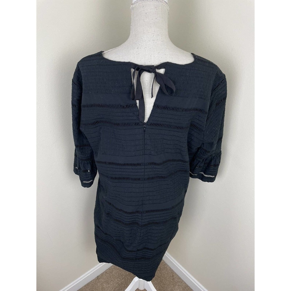 J.Crew Eyelet Flutter Sleeve Cotton Shift Dress Black, G1269 Size 16 - Picture 3 of 5